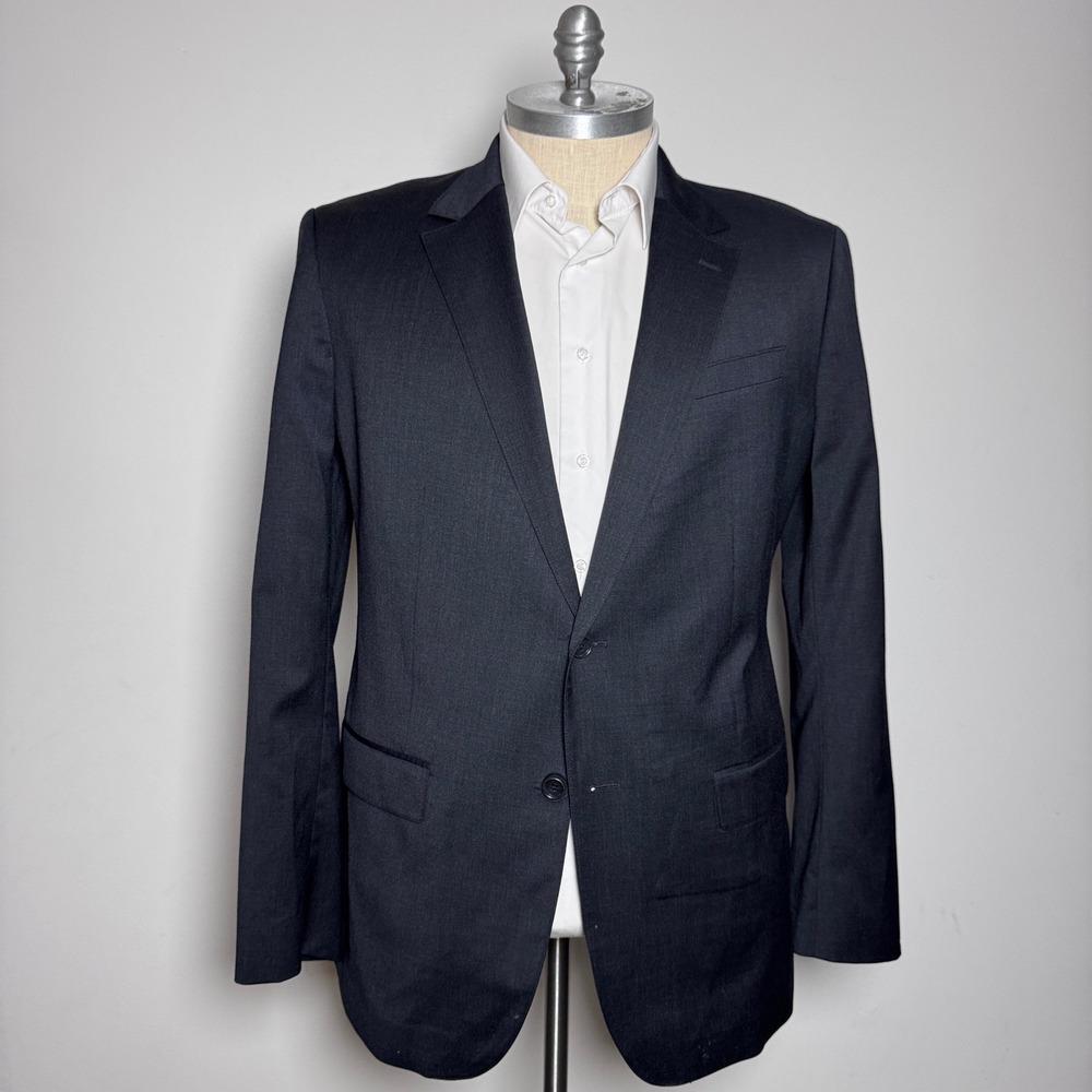 Bonobos Blazer Mens 48L Navy Blue Solid Slim Fit Wool Two Button Sport Coat